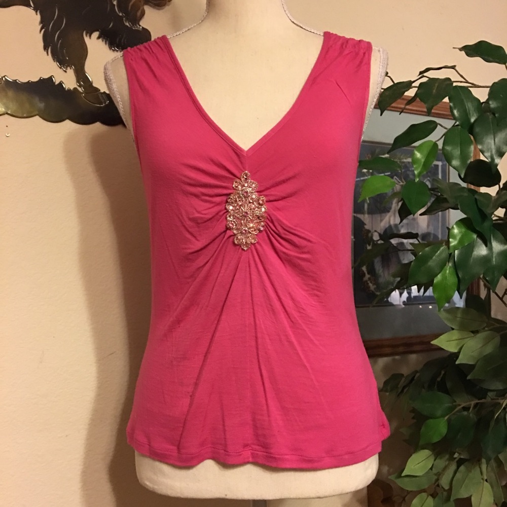 Daisy Fuentes fuchsia pink soft sequin detail tank